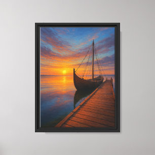 Impresión de arte de canvas enmarcadas en bote vik