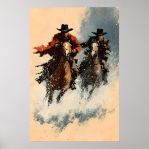 Impresión de arte de carga de nieve de vaquero, ar