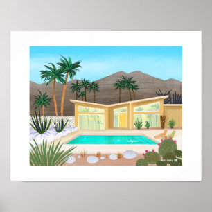 Impresión de arte de casa de billar moderna de med