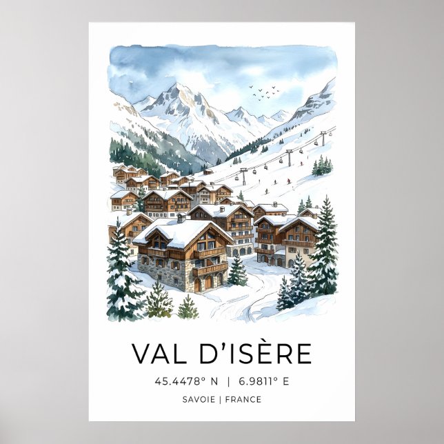 Impresión de arte de chalé de invierno Pueblo alpi (Frente)