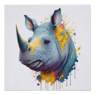Impresión de arte de chispas para bebé rinoceronte