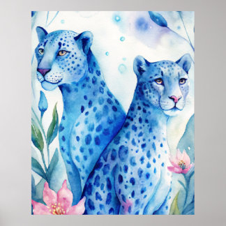 Impresión de arte de chitas azules, acuarela de de