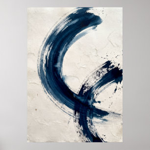 Impresión de arte de círculo de Enso azul marino