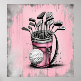 Impresión de arte de clubes de golf de época