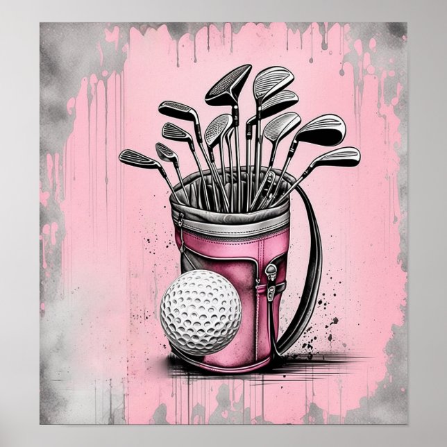 Impresión de arte de clubes de golf de época (Frente)