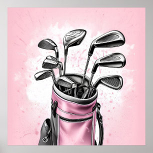 Impresión de arte de clubes de golf de época