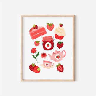 Impresión de Arte de Cocina de Fresa Coqueta Acoge