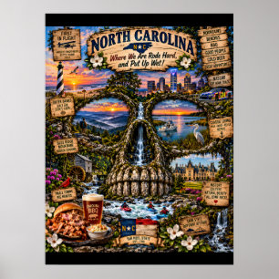 Impresión de arte de cráneo de Carolina del Norte