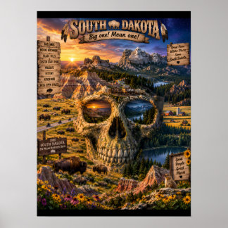 Impresión de arte de cráneo de Dakota del Sur | Es