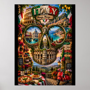 Impresión de arte de cráneo de Italia   Estado de 