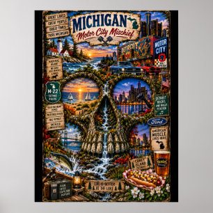 Impresión de arte de cráneo de Michigan Estado d
