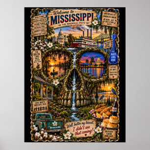 Impresión de arte de cráneo de Mississippi   Estad