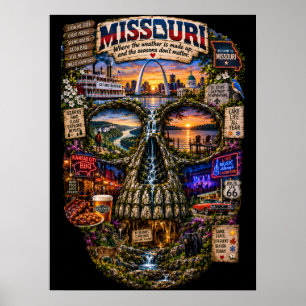 Impresión de arte de cráneo de Missouri Estado d