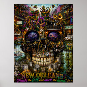 Impresión de arte de cráneo de Nueva Orleans Est