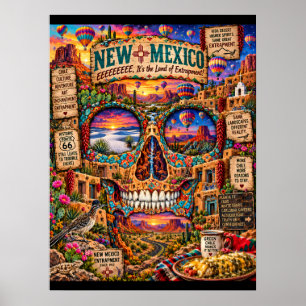 Impresión de arte de cráneo de Nuevo México   Esta