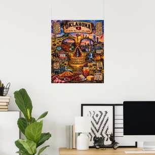 Impresión de arte de cráneo de Oklahoma   Estado d