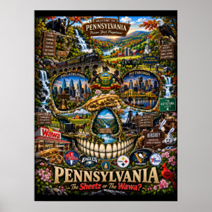 Impresión de arte de cráneo de Pensilvania Estad