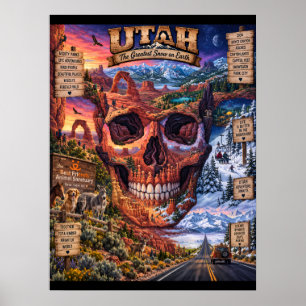 Impresión de arte de cráneo de Utah Estado de án