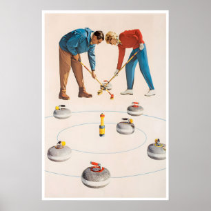 Impresión de arte de curling Póster vintage de dep