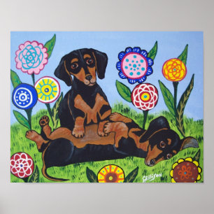 Impresión de arte de Dachshunds de juguete