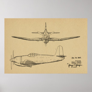 Impresión de arte de dibujo de patente de avión de