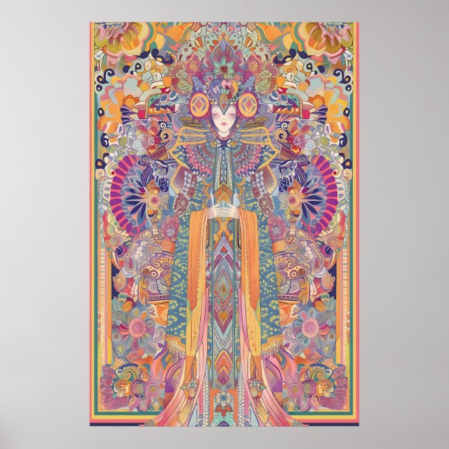 Impresión de arte de diosa mística Mandala psicodé (Frente)