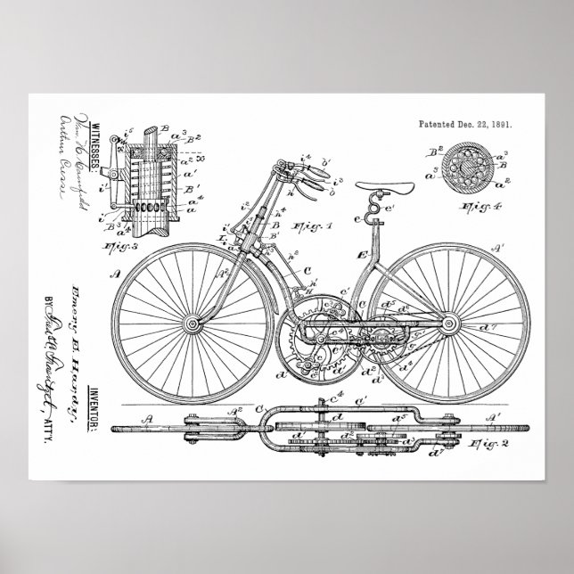 Impresión de arte de diseño de artes de bicicleta  (Frente)