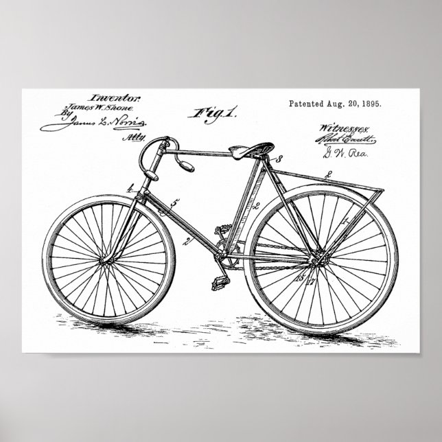 Impresión de arte de diseño de bicicletas de época (Frente)