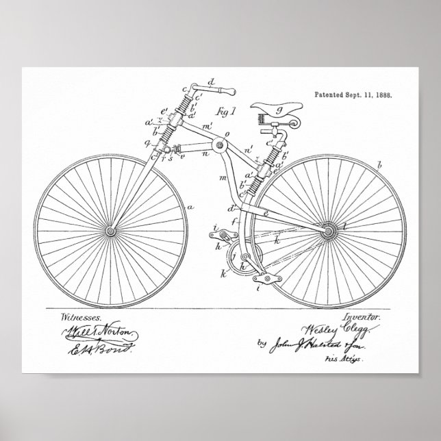 Impresión de arte de diseño de bicicletas de época (Frente)