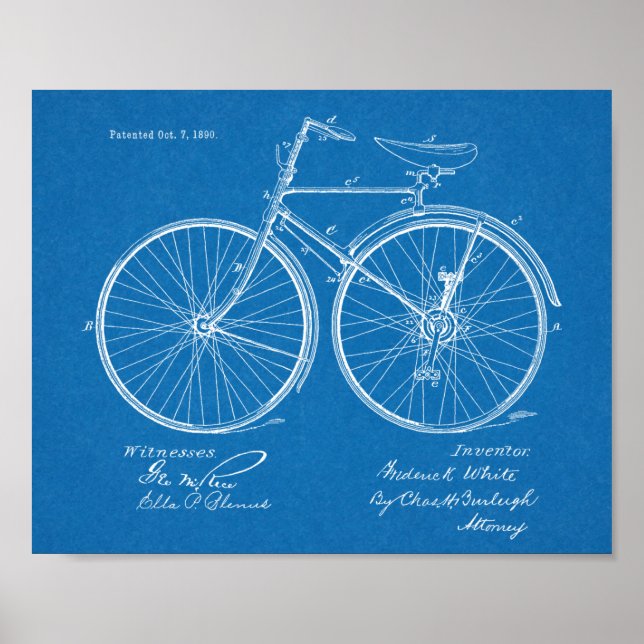 Impresión de arte de diseño de bicicletas de época (Frente)