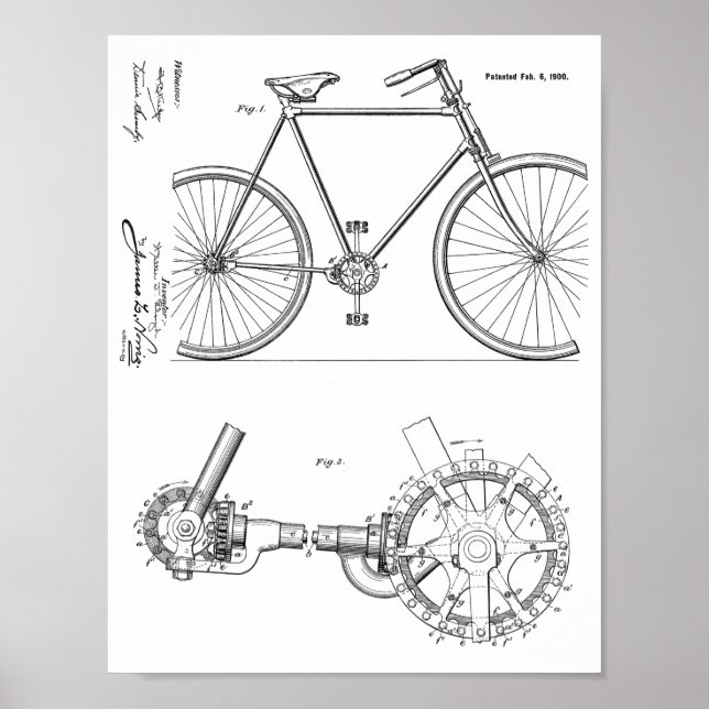 Impresión de arte de diseño de bicicletas sin capu (Frente)