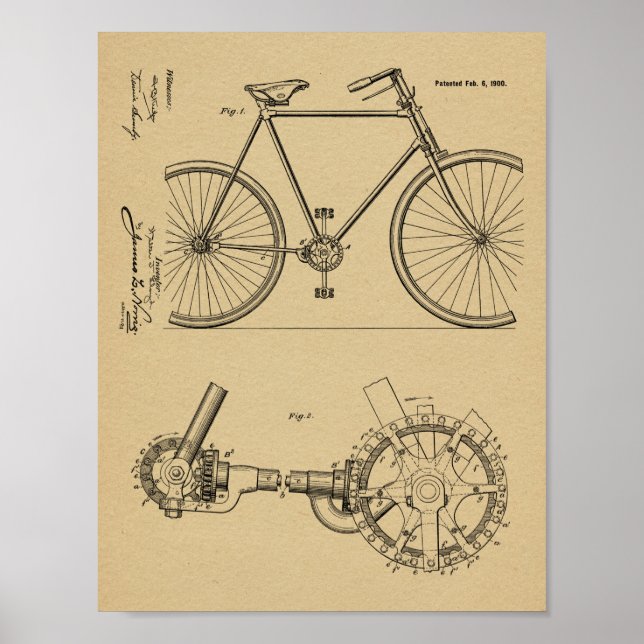 Impresión de arte de diseño de bicicletas sin capu (Frente)