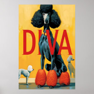 Impresión de arte de Diva de Caniche Muro de perro