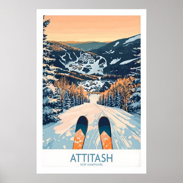 Impresión de arte de esquí Attitash 1 (Frente)