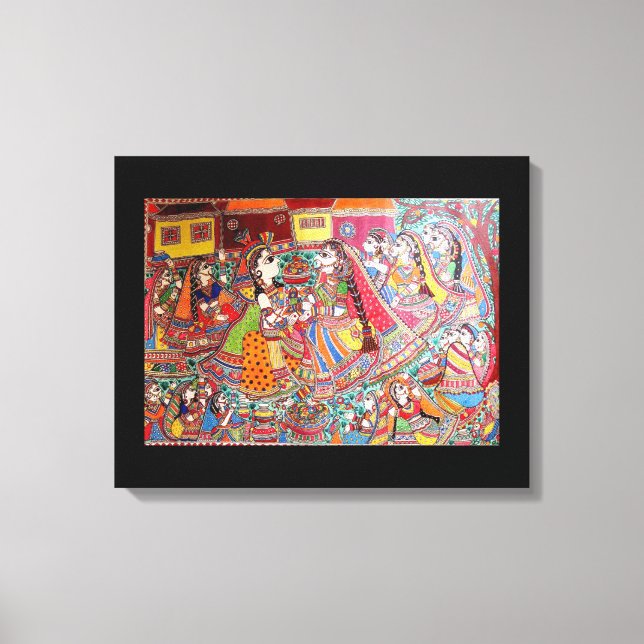 IMPRESIÓN DE ARTE DE ESTILO MADHUBANI DE KRISHNA I (Anverso)