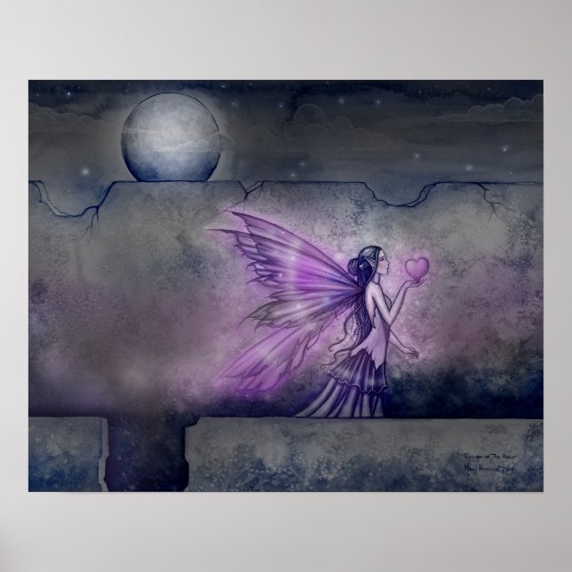 Impresión de arte de fantasía de hada y corazón pú (Frente)