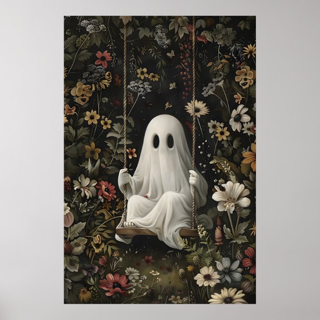 Impresión de arte de fantasma gótico en columpio,  (Frente)