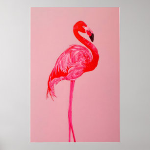Impresión de arte de flamenco rojo en papel mate d