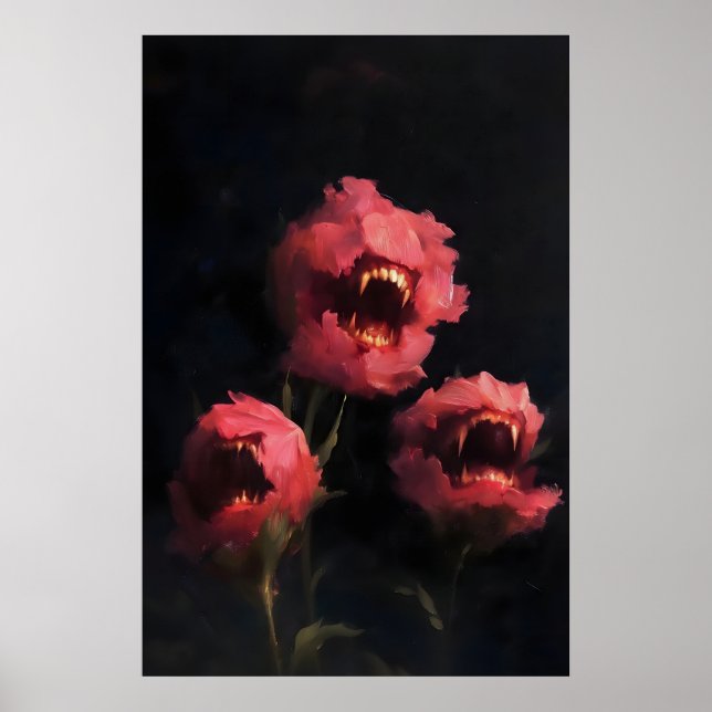 Impresión de arte de flor carnívora, floral surrea (Frente)