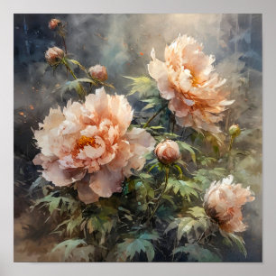 Impresión de arte de flores de peonía