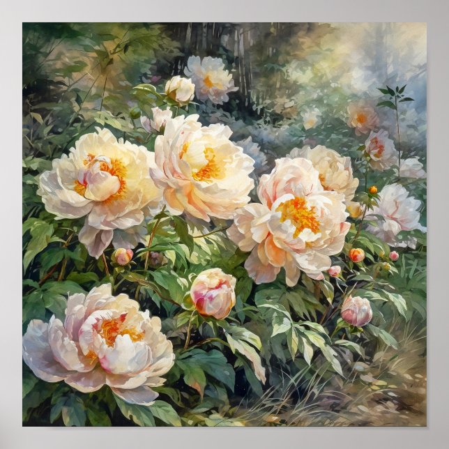 Impresión de arte de flores de peonía (Frente)