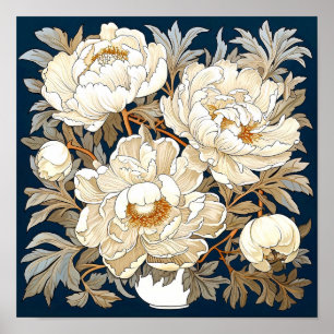 Impresión de arte de flores de peonía