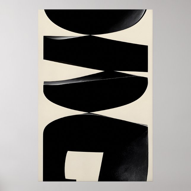 Impresión de Arte de Formas Negras Abstractas Gicl (Frente)