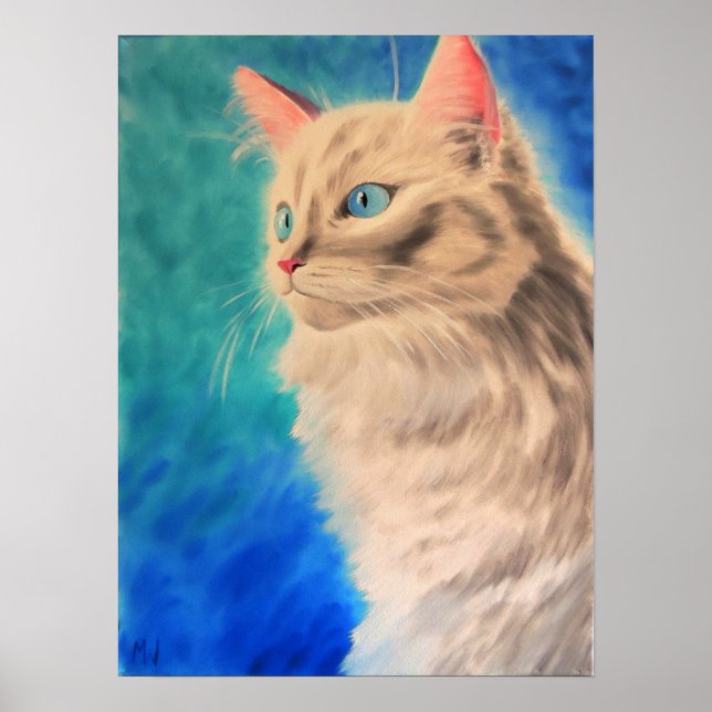 Impresión de arte de gato blanco (Frente)