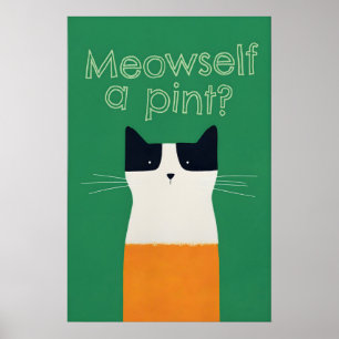 Impresión de Arte de Gato Irlandés Divertido Meows