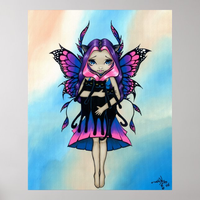 Impresión de arte de gato negro para el hada de My (Frente)