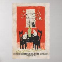Impresión de arte de gato parisino Les Chats Encha