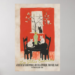 Impresión de arte de gato parisino Les Chats Encha