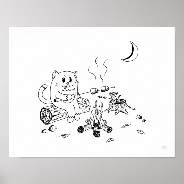 Impresión de arte de gato y ratón sobre Campfire 1 (Frente)