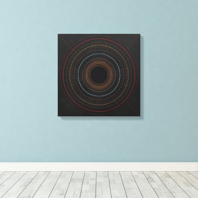 Impresión de arte de geometría de círculos concént (Insitu (piso de madera))